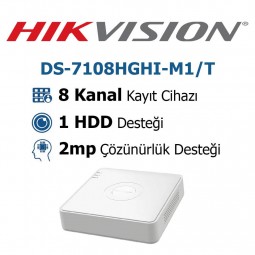 Hikvision DS-7108HGHI-M1/T 8 Kanal DVR Kayıt Cihazı Hikvision DS-7108HGHI-M1/T 8 Kanal DVR Kayıt Cihazı